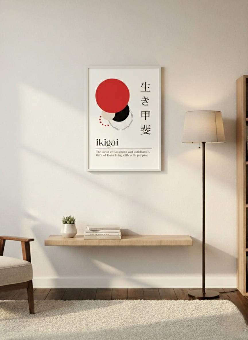 Ikigai – The Art of Living with Purpose | Japanese Minimalist Motivational Poster