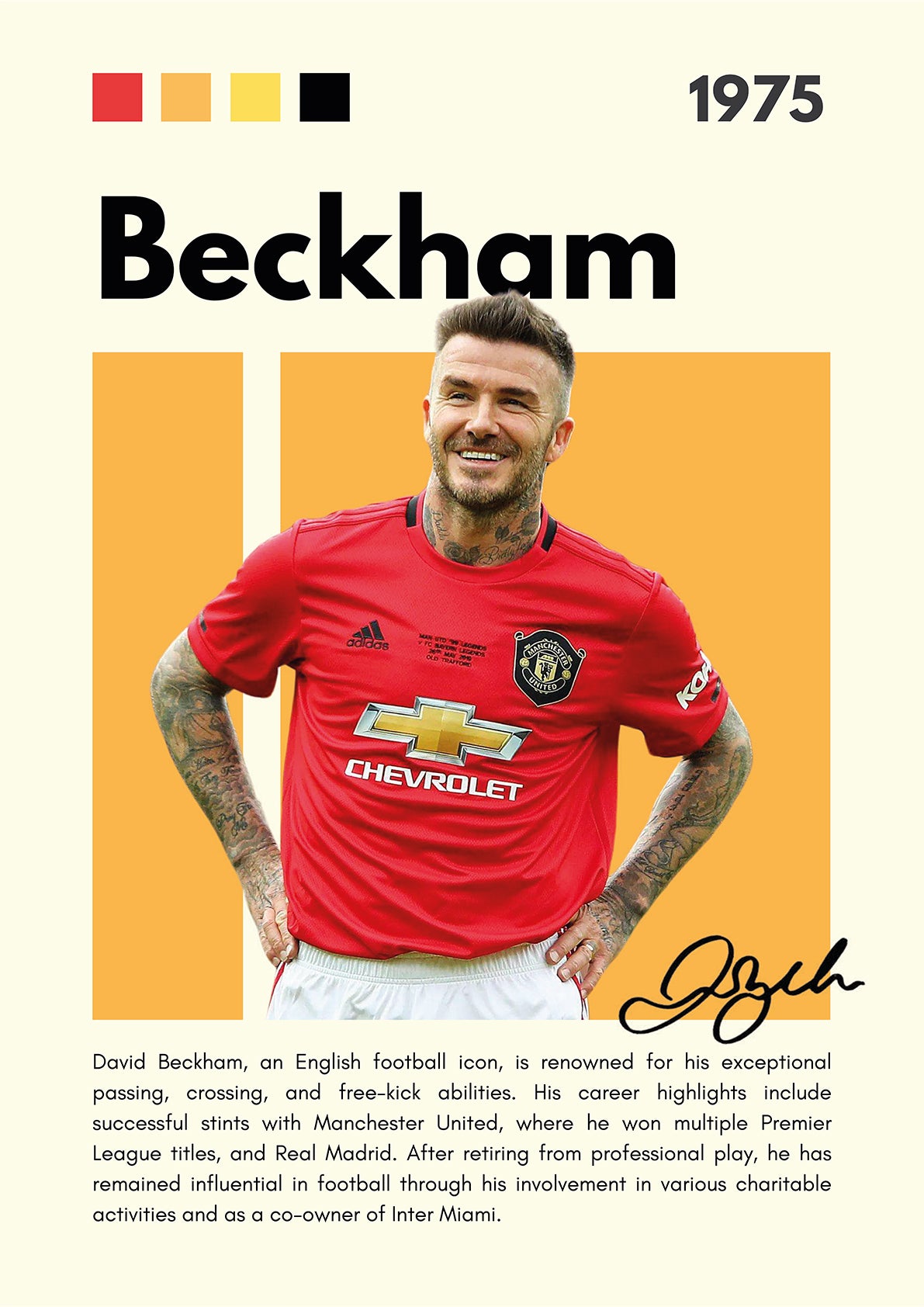 David Beckham Wall Art Poster (1975 Edition)