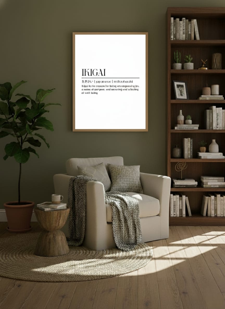 Ikigai – The Reason for Being | Minimalist Japanese Typography Poster