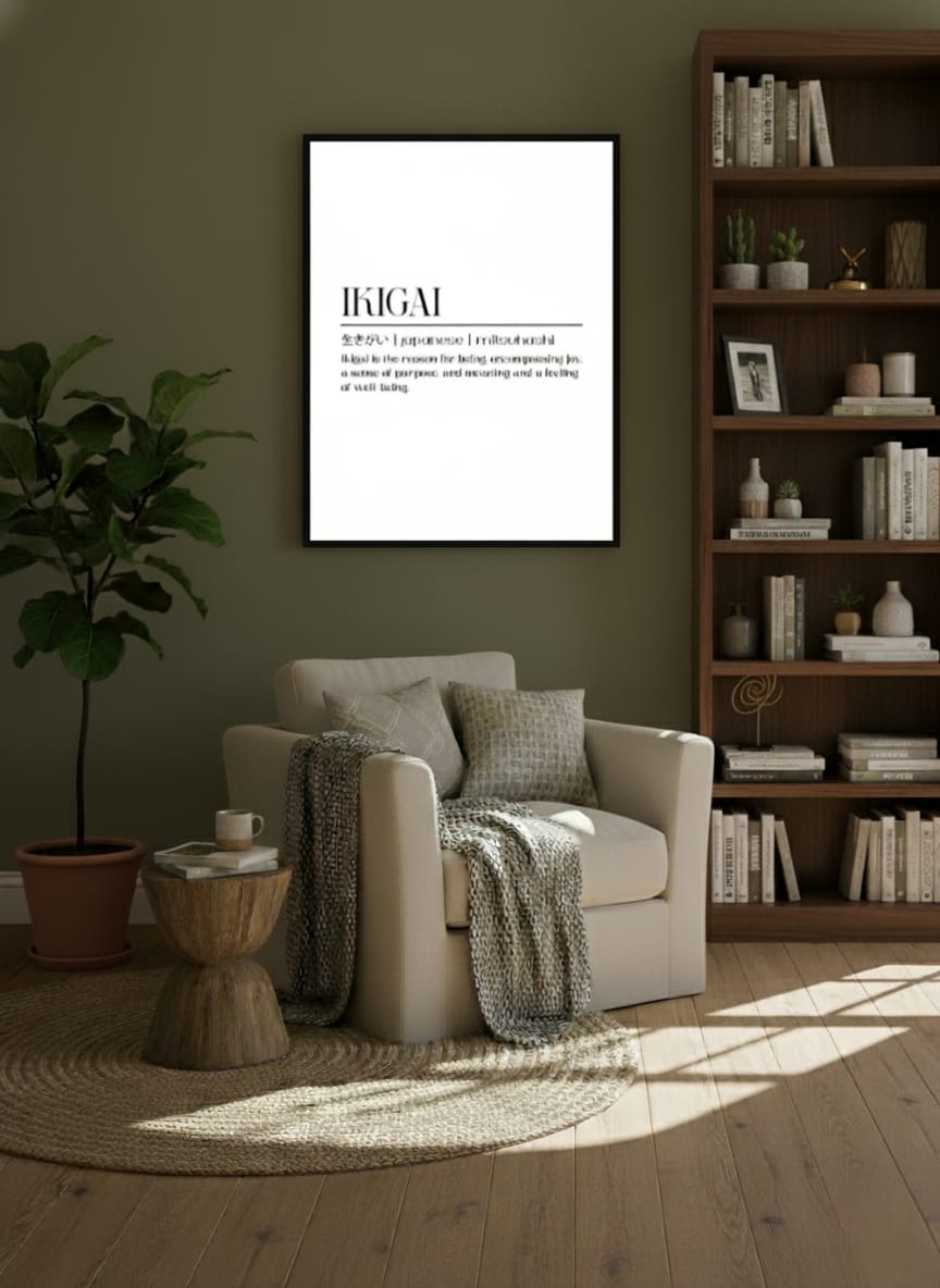Ikigai – The Reason for Being | Minimalist Japanese Typography Poster