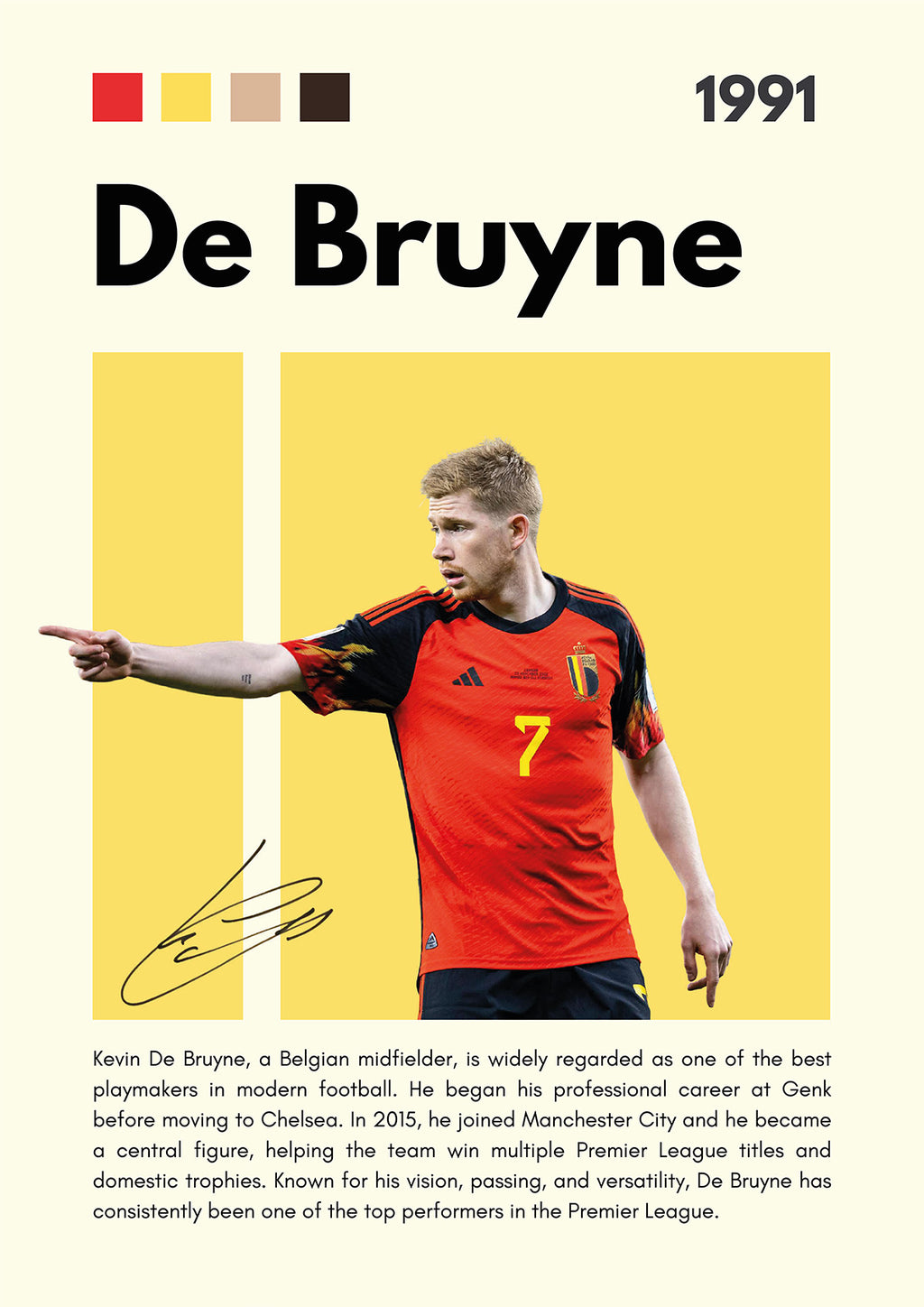 Kevin De Bruyne Premium Football Poster