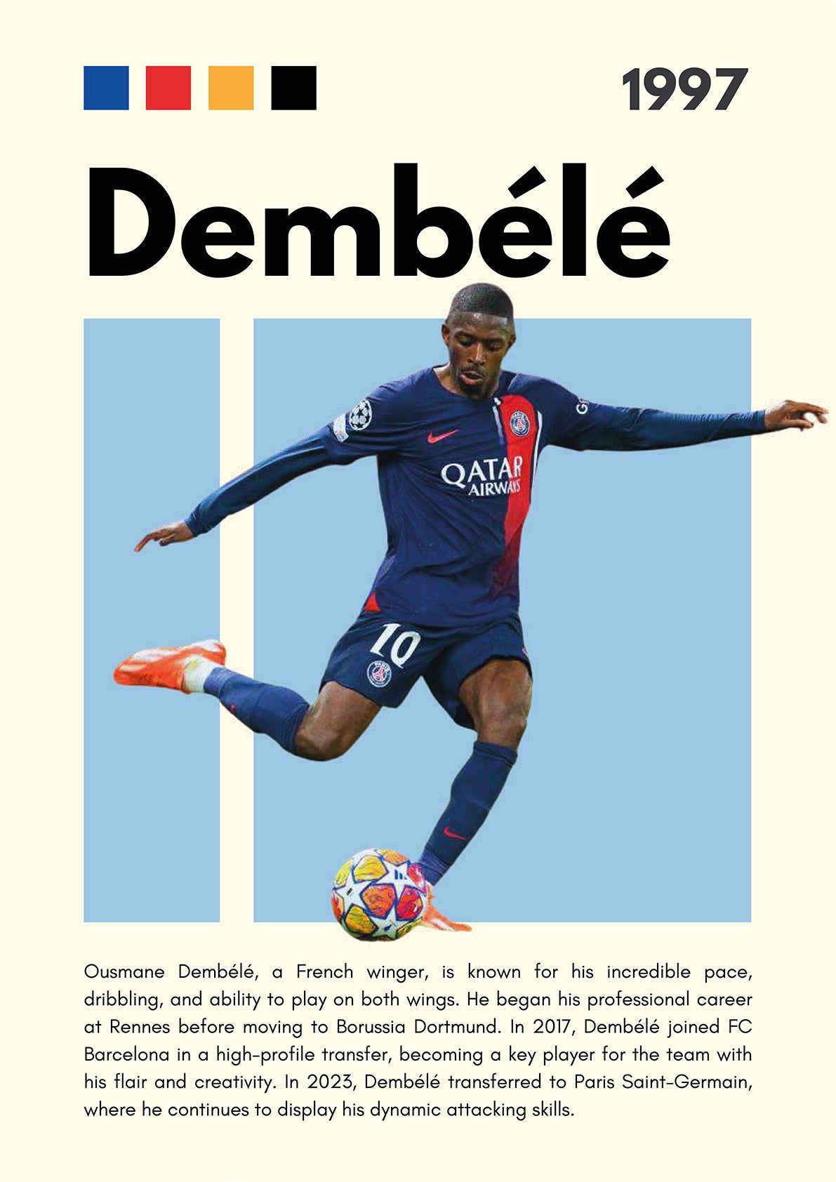 Ousmane Dembélé Premium Football Poster