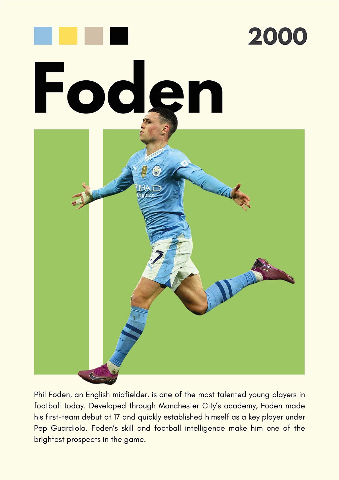 Phil Foden Premium Football Poster