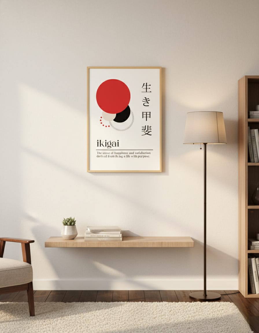 Ikigai – The Art of Living with Purpose | Japanese Minimalist Motivational Poster